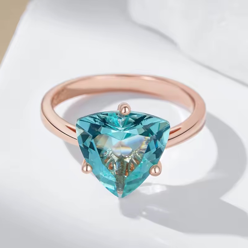 585/14k Rose Gold Ring With Aquamarine Gemstone